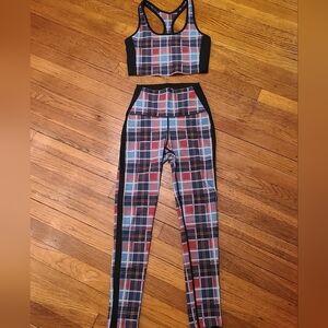 Splits59 Tartan Plaid High-Waisted High-Rise Leggings and Sports Bra